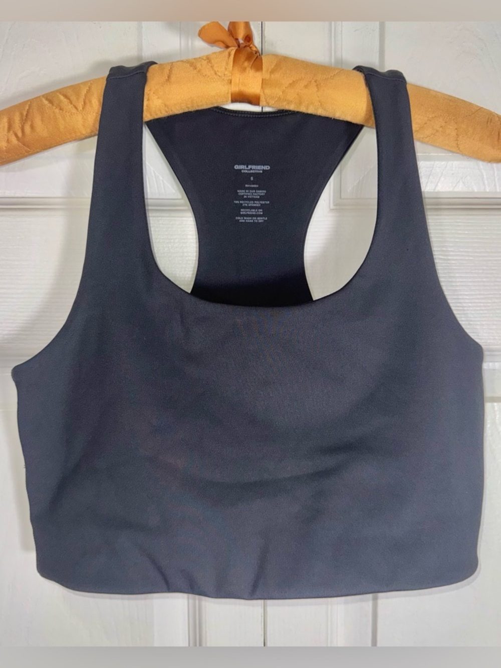 Girlfriend Collective Paloma Sports Bra Charcoal Gray S NWOT